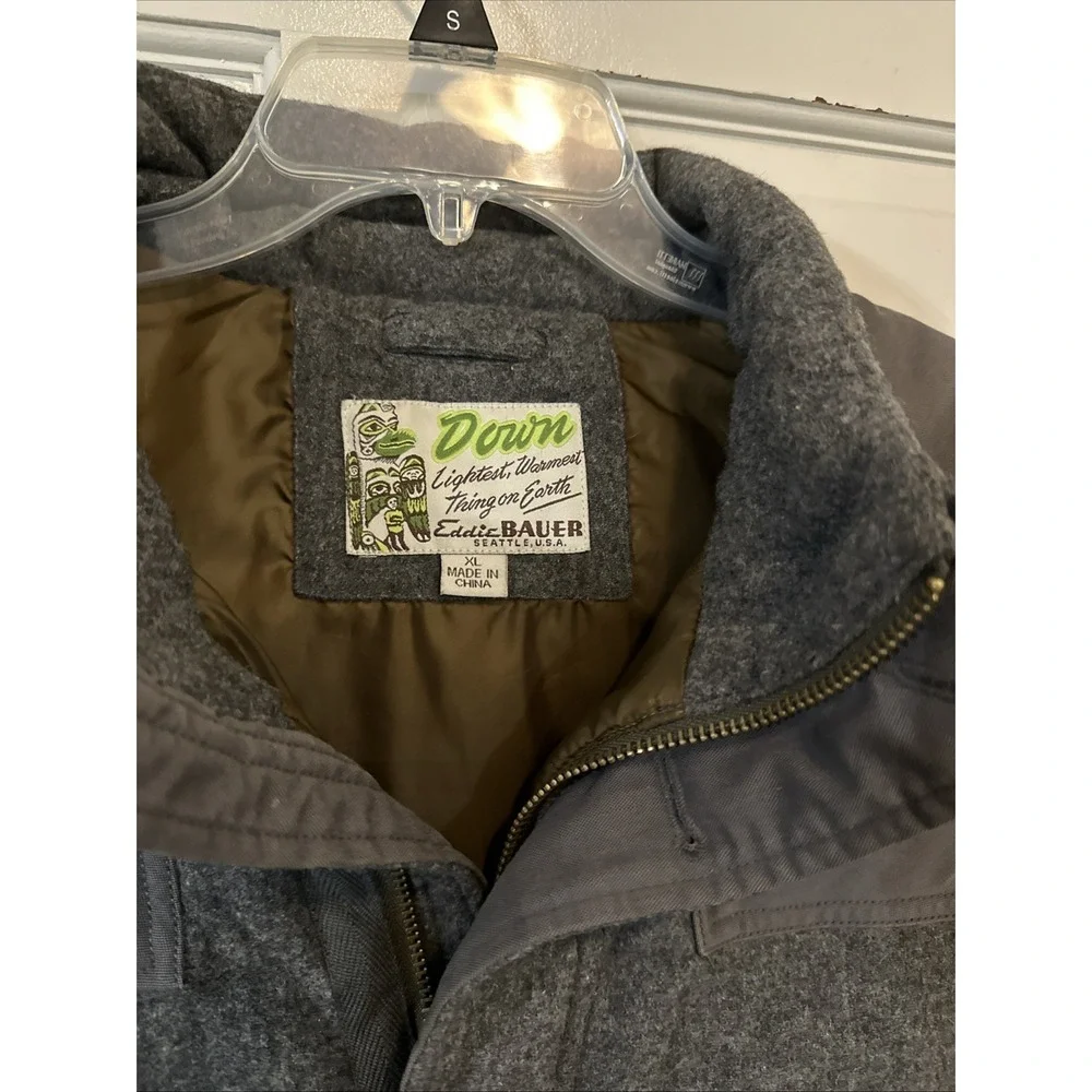 Eddie Bauer Vintage Mens YUKON Model Wool Goose Down Gray Vest Jacket Quilted XL